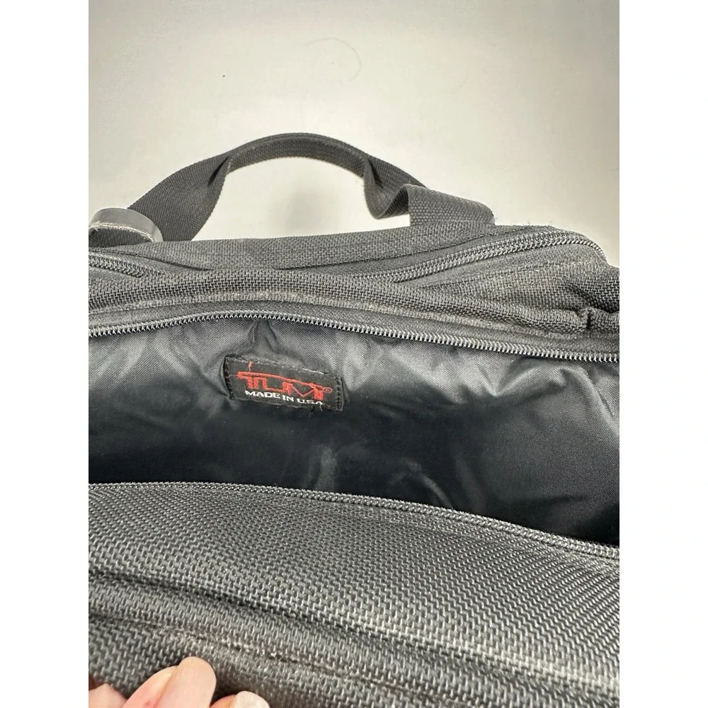 TUMI men's Black Briefcase Laptop Bag Nylon